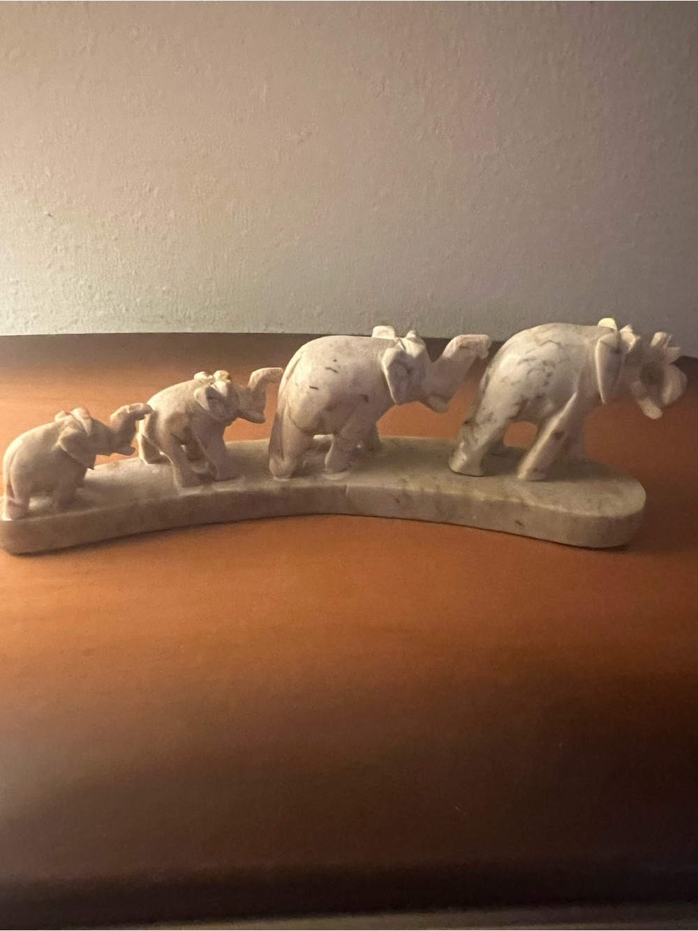 Hand carved soapstone elephant parade sculpture